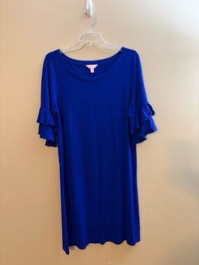 Lilly Pulitzer Royal Blue Ruffle Sleeve Midi Dress